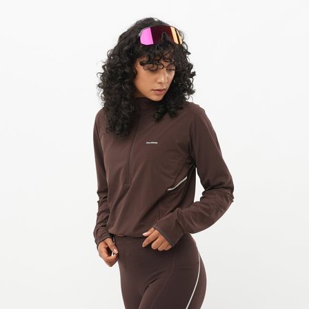 Salomon - Tussenlaag met halve ritssluiting voor vrouwen Sense Aero Hybrid - Coffee Bean