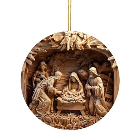 Julekrybbe Ornamenter Rundt Jesu Fødsel Hengende Dekor Hellig Religiøse Gaver Kristent Juletrepynt