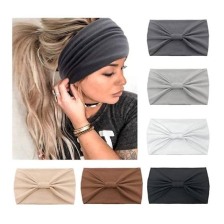 Pieces Dame Bred Elastisk Blød Hårbøjle Trykt Yoga Sport Multicolor Hårbøjle (Grå)