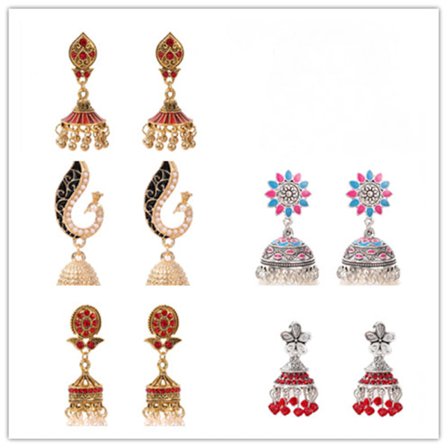 5 par vintage mandala blomma zigenare drop dangle örhängen