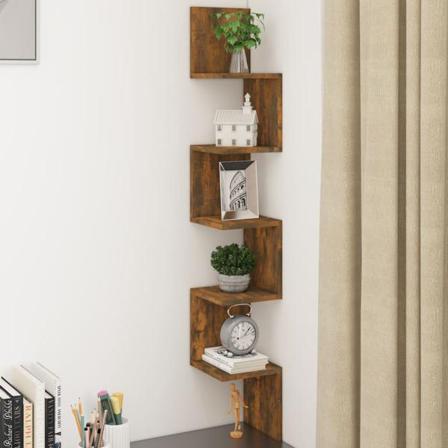 Vidaxl Vägghörnhylla Rökfärgad Ek 20x20x127,5 Cm Konstruerat Trä Brun