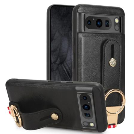 SKALO Google Pixel 8 Pro PU-nahkakuori käsivarsinauhalla - Musta Black