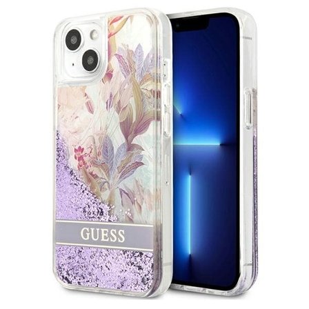 Guess GUHCP13SLFLSU iPhone 13 mini 5,4" lila/lila hårda fodral Flower Liquid Glitter