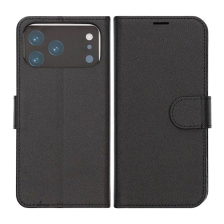 Flip Stand Leather Wallet Case For iPhone 17 Pro Max Black