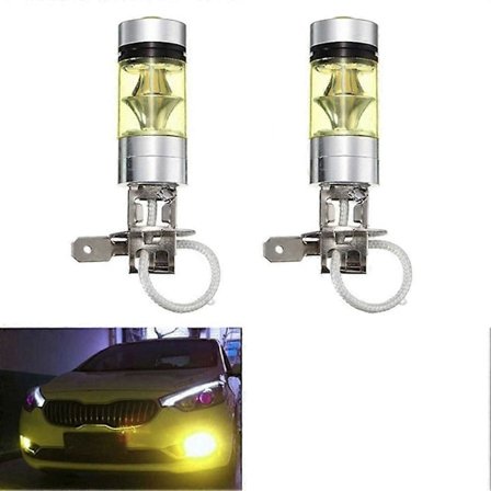 2 stk H3 100W 20SMD Auto Bil Køretøj Lys LED Forlygte Tågeforlygte Pære