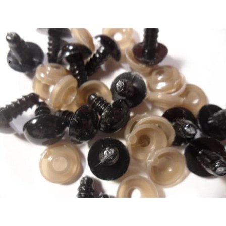 10 par (20 stk) Sorte øjne til "Amigurumi" 10mm Ø