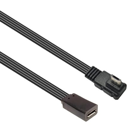 Fleksibel Flat Silikon Micro-USB Hann Til Hunn Ladekabel Med 90° Vinklede Kontakter Støtter 10W Hurtiglading