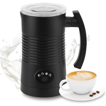 Elektrisk Mælkeskummer, Mælkedamper Blød Skummaskine med To Piskeris til Skumning og Opvarmning af Mælk, 4 I 1 Multifunktion til Varmt & Koldt Skum, A