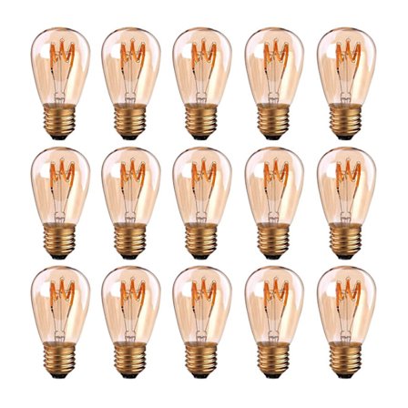 15-pakning E27 LED Spiral Filament St45/s14 3W Vintage Stil Amber Lys Dimbar 2200K Super Varmt Hvit 140lm 25W Ekvivalent