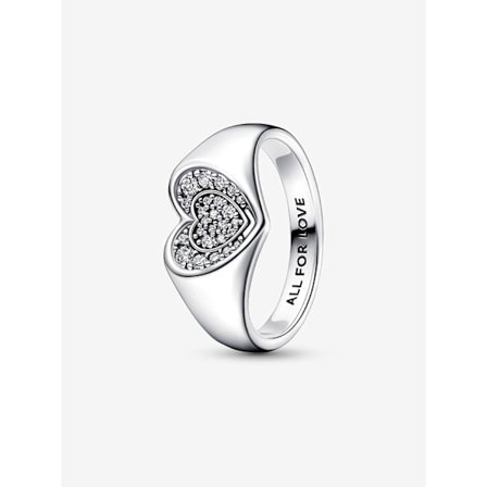 Pandora – Radiant Heart Pavé Signet Ring – Sterling sølv