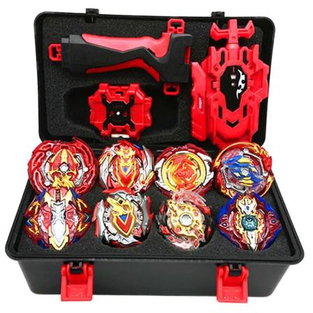Metal Fusion Battling Tops Set Med Grip Launcher 8 Stilar För K