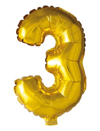 Joker Foil Balloon Number 3 Gold 86 Cm - Gold - 86 cm