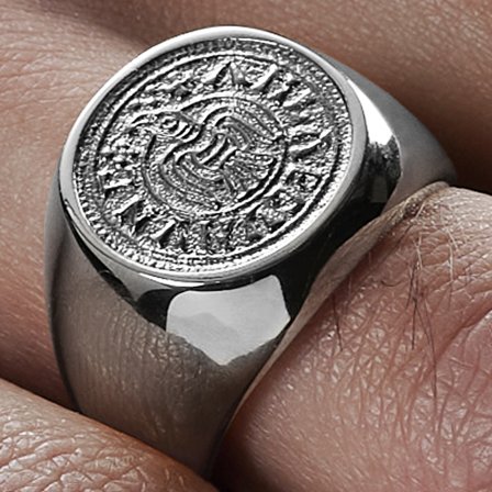 Laif Silver-Tone Makt Ring for Men - Signet rings