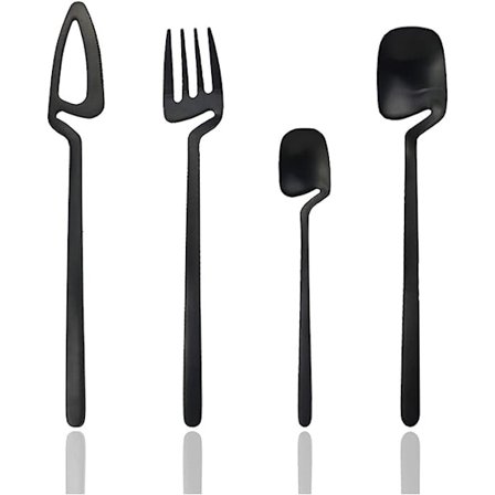 Ophængningssæt i sølv, matsort bestiksæt til service til