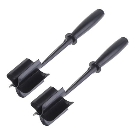 Lihamylly 5 kaarevalla terällä, Hampurilaismurskain jauhelihalle, Lämmönkestävä nailoninen perunasurvin, Liukumaton ergonominen kahva