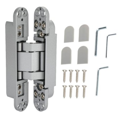 Dørhængsler Justerbare 180 Graders Åbningsvinkel 3D Folde Dørhængsel med Unbrakonøgle Skruer til Trædør 40kg Sølv