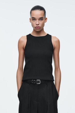 COS Frauen Strick Tanktop Mit Röhrenförmigen Besätzen in Schwarz