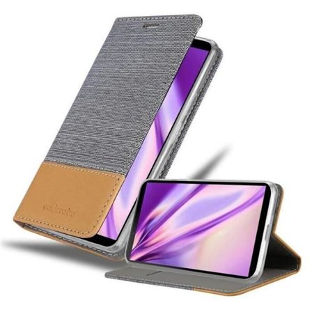 Skyddsfodral för Sony Xperia 10 II Huvud i LJUS GRÅ BRUN Etui Fodral Skydd med magnetisk stängning