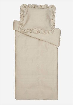 Cellbes of Sweden - Dynetrekksett i sateng med volanger Økologisk bomull i lys beige i størrelse