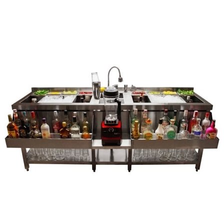 Professionella Double Station Bar Cocktails HORECA 197cmx78 cm Rostfritt stål