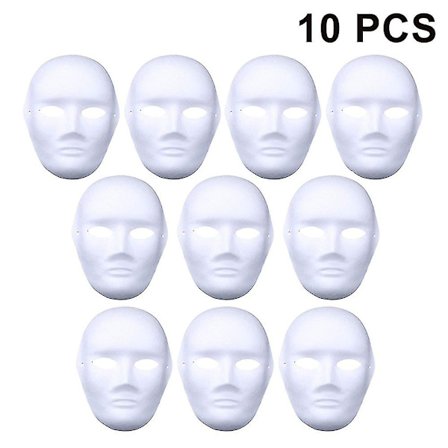 10 Stykker Halloween Maskemasker Lavet Af Plastik Til Håndværk Og Maling