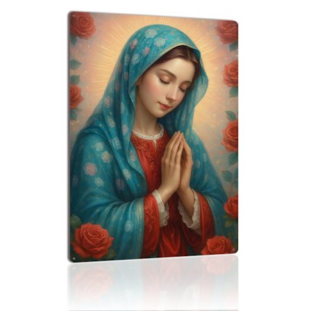Jomfru Maria Metalskilt Religiøs Bøn Vægkunst Vintage Blikskilt Plade Til Tro Inspiration Vægindretning Gave