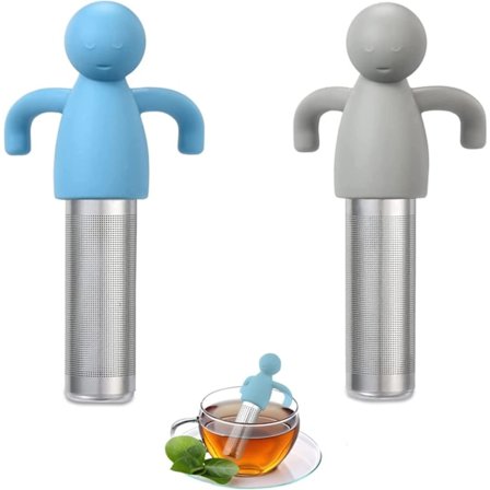 (Blå, Grå) Sæt med 2 teinfusere, hængende tesi, stål