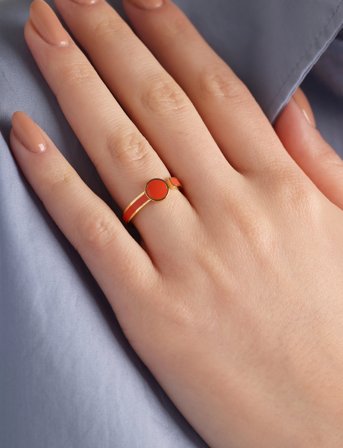 Design Letters Rainbow Dot Ring - Coral - 48-58