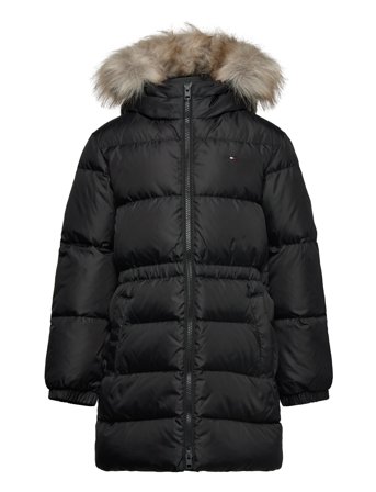 Long Waisted Down Jacket Foret Jakke Black Tommy Hilfiger