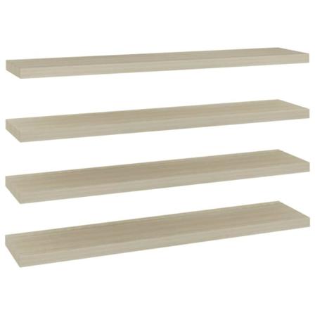 Vidaxl Svävande Vägghyllor 4 St Ek 120x23,5x3,8 Cm Mdf Brun