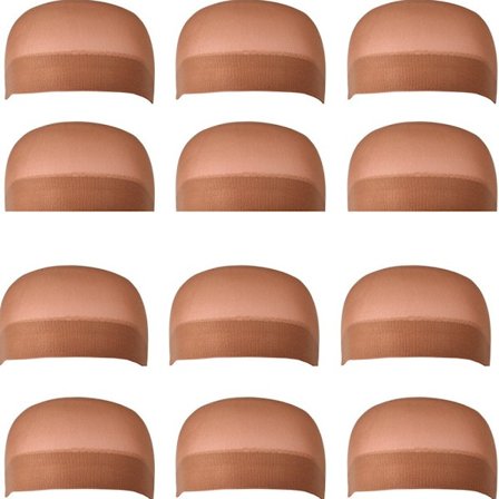12 stk mørkebrune strømpebukse parykkhetter elastiske nylon parykkhetter f