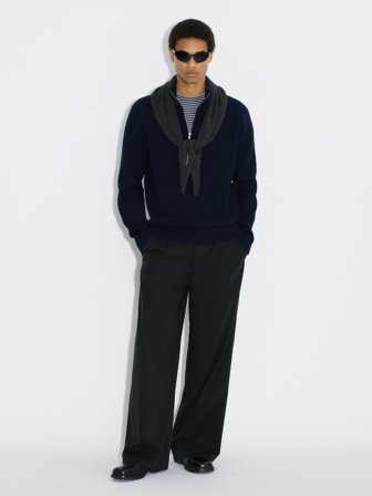 Holzweiler - Half-Zip Wool Sweater - Navy - Mens - Large