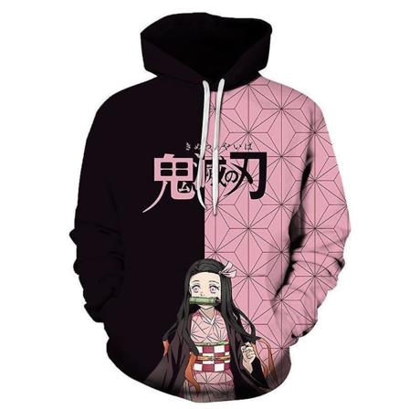 Vuxna Demon Slayer Anime Hoodie Tanjirou Nezuko 3d Printing Luvtröjor Toppar Pullover Sweatshirt Presenter A 3XL