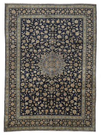 Annodato A Mano Keshan Tappeto 297X403 Di Lana Nero/Giallo Scuro Largo