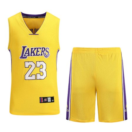 #23 Lebron James Koripallopaita Setti Lakers Lasten Uniformu Keltainen