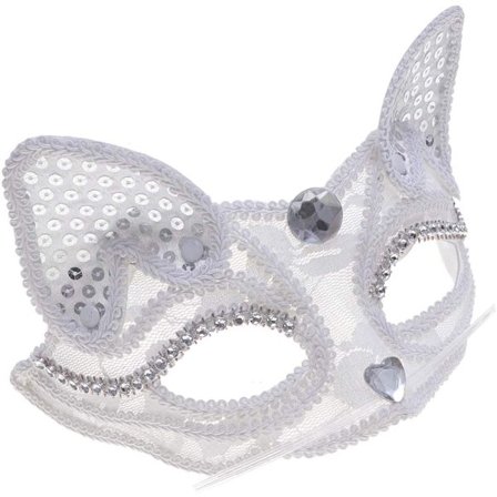 Halv Blonde til Par Ræv Halv Maske Vintage Halv Maske Maskerade Fest Dekorationer til Halloween Mardi Gras Maskerade Fest 1 stk (Hvid)