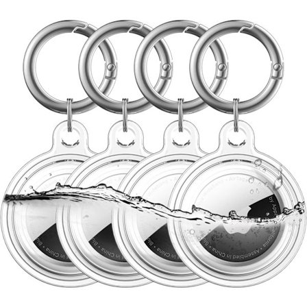 Vanntett holder, 4-pak Apple AirTag nøkkelring, AirTag deksel for hundehalsbånd, bagasje, nøkler