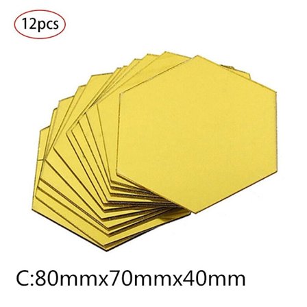 12 stk sekskantet ramme Stereoskopisk speil veggklistremerke Decorati