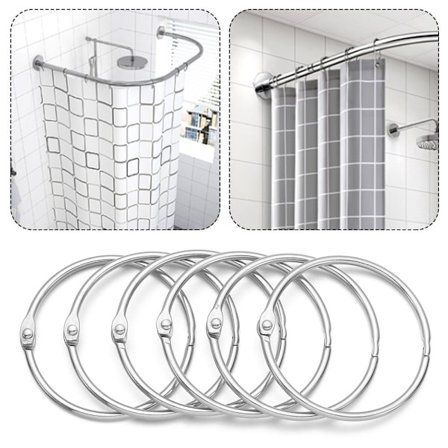 12st 50mm Duschgardinkrokar Ringar Draperiklämmor Hängande