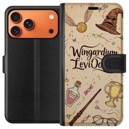 Kompatibelt Lommeboketui til Apple iPhone 17 Pro Max Harry Potter Wingardium Leviosa magiske ikoner trollstav Gullsnoppen Potter illustrasjon