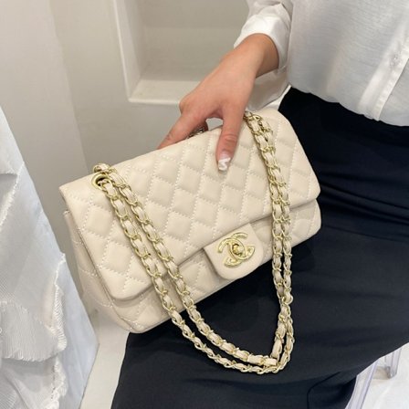 Enkelt skulder crossbody kjede veske kamelia dameveske svart