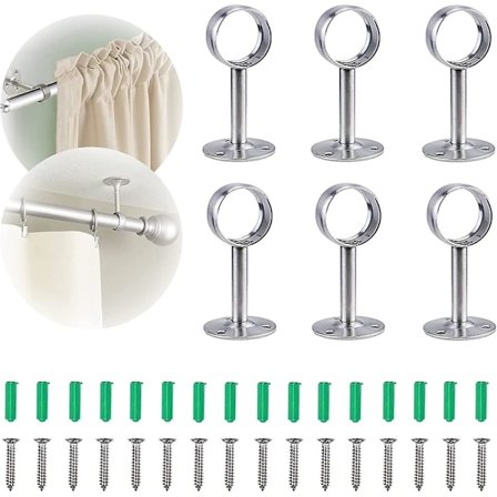 Gloryit 6 stycken takgardinstångs-stöd, takfäste för gardinstång, tak- eller väggfäste för gardinstång, montera inomhusgardinstång