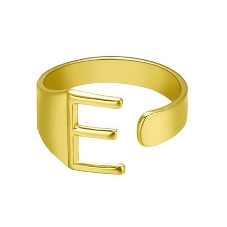 Guldpläterad ring med bokstäver minimalistisk justerbar