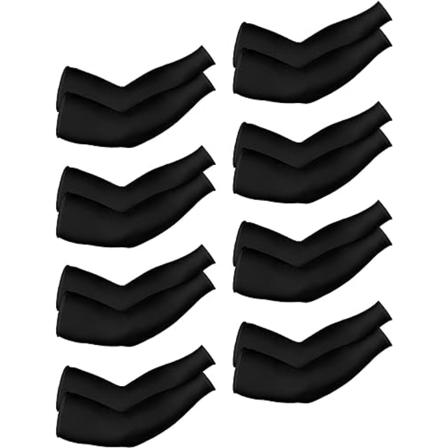8 Par Unisex UV-Beskyttende Armkølingsærmer Is Silke Armdækning Black