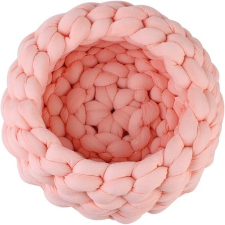 Käsityönä valmistettu lemmikkieläinten koiran ja kissan peti, paksu punottu puuvillaköysi, pehmeä nukkumispaikka