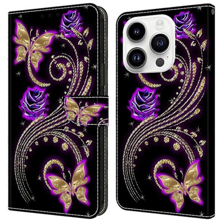 Skal till iPhone 16 Pro Max 3D-mönster PU Läder Plånboksfodral med Ställ