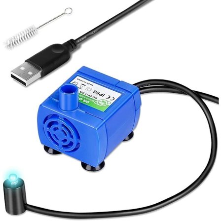 Ersättningspump för vattenfontän för katter, miljövänlig, ultratyst vattenpump med lång livslängd, inklusive strömadapter, dränkbar pump