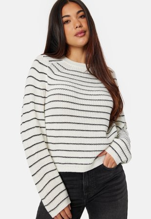 ONLY Base L/S O-Neck Pullover Knit Jet Stream Stripes:B Klær