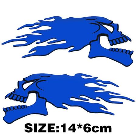 Fasp 2 kpl/pari Silver Fire 3D Ghost Skull Head Auto Moottoripyörän Auton tarra-tunnukset - Tarrat & Tarrat Blue