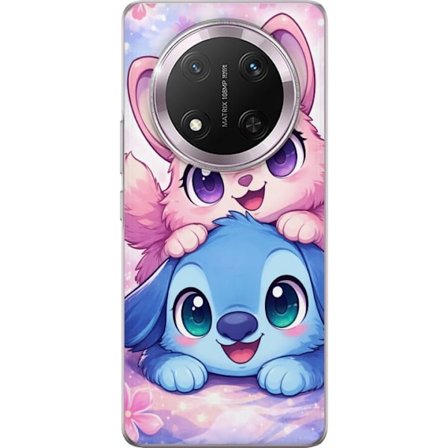 Kompatibel Mobilcover til Honor Honor Magic7 Lite Sød kawaii illustration med pink og blå fantasidyr, store øjne og bløde farver perfekt til børn